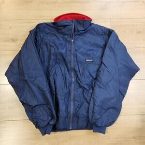 Vintage Patagonia Shelled Synchilla Jacket Mens Small Blue Fleece Lined Full Zip